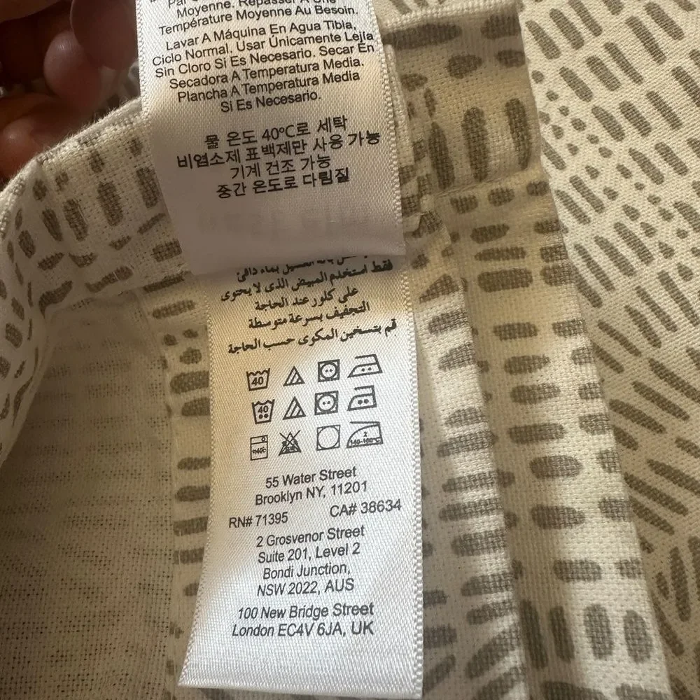 West Elm Cream and Gray 100% Cotton Curtain 48x96”